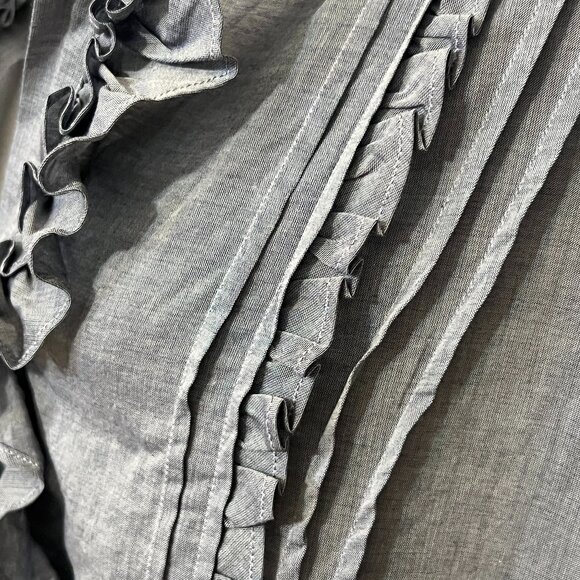 Talbots Gray Ruffle Blouse - Picture 3 of 8